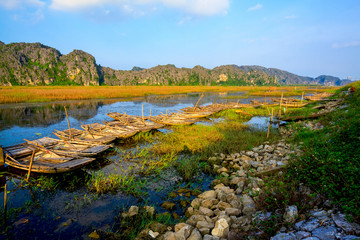 Fototapeta na wymiar Van Long natural reserve in Ninh Binh, Vietnam 