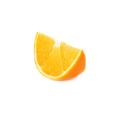 Slice section of orange isolated over the white background