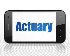 Insurance concept: Smartphone with Actuary on display