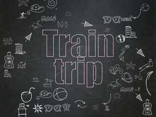 Tourism concept: Train Trip on School Board background