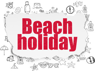 Vacation concept: Beach Holiday on Torn Paper background