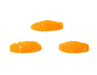 Slice sections of tangerine isolated over the white background