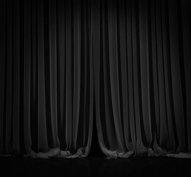 Black curtain in theater.