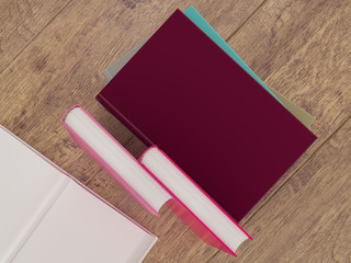 Empty colored books mockup template. High resolution.
