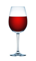 Red wine glass on white background