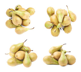 Pile of multiple green pears isolated