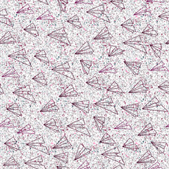 Obraz premium seamless vector pattern with airplane paper and dots background