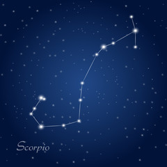 Obraz na płótnie Canvas Scorpio constellation zodiac sign at starry night sky 