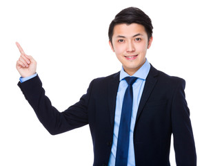 Asian businessman with finger point up