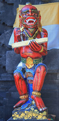 Close up of a traditional Balinese God statue