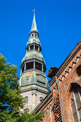 Saint Peters Church in old city part of Riga, Latvia - obrazy, fototapety, plakaty
