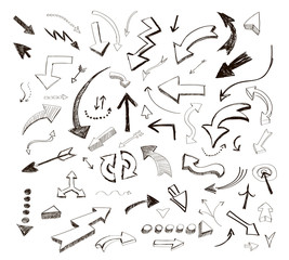 vector hand drawn arrows icons set on white