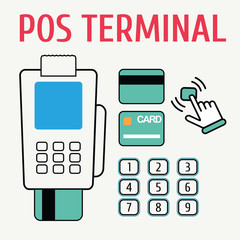POS terminal flat color and naked icon