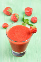 Strawberry smoothie in glass