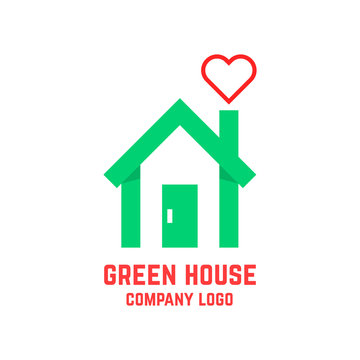green house with line heart instead of smoke