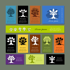 Obraz na płótnie Canvas Set of cards with art trees for your design
