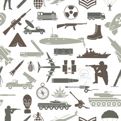 Military background. Seamless pattern. Military elements, armore
