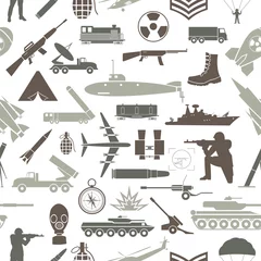 Wall murals Military pattern Military background. Seamless pattern. Military elements, armore