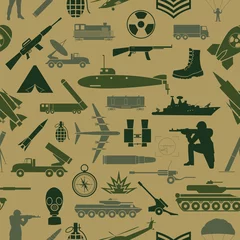 Fototapete Militärisches Muster Militärischer Hintergrund. Nahtloses Muster. Militärische Elemente, Rüstungen