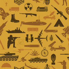 Military background. Seamless pattern. Military elements, armore