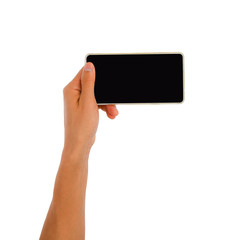 Man hand holding the smartphone