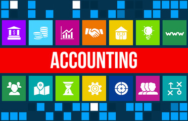 Naklejka premium Accounting and accountancy concept image with business icons and copyspace.