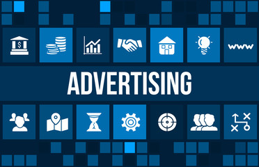 Advertising concept image with business icons and copyspace. Excellent for online advertisment, marketing and any kind of promotion concepts.