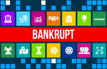 Naklejka premium Bankruptcy concept image with business icons and copyspace.