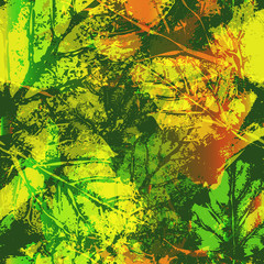 Seamless imprints pattern of the leafs. 