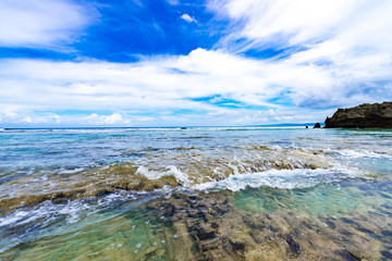 Sea, reef, landscape. Okinawa, Japan, Asia.