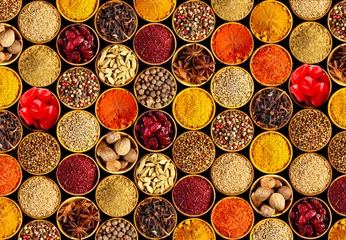 Keuken spatwand met foto Different spices on black background © Africa Studio