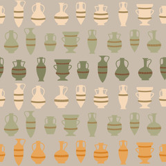 Seamless background with antique amphoras for your design