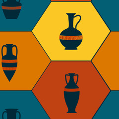 Seamless background with antique amphoras for your design