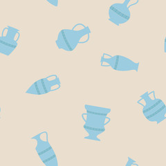 Seamless background with antique amphoras for your design