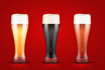 Beer glass with three brands.