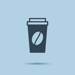 Disposable cup icon with coffee beans logo, Vector illustration