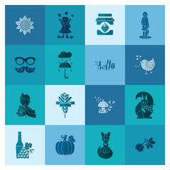 Set of Flat Autumn Icons