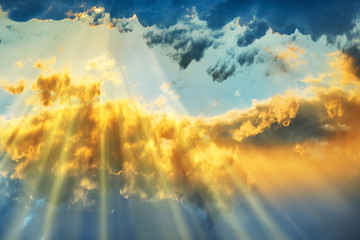 Sunset over beautiful blue sky