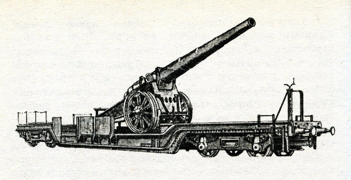 



German 170 mm field gun transported by train (1917)
