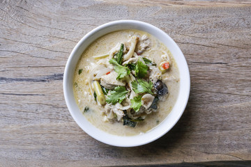 thai cuisine- tom kha kai -chicken in coconut milk soup