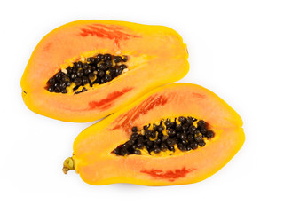 Sliced papaya isolated on white background