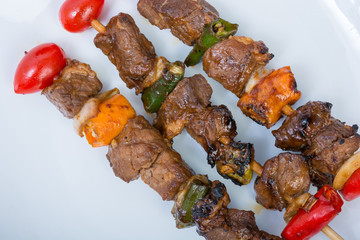 Close up Barbecue in white dish