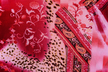 texture fabric tiger and flowers for background