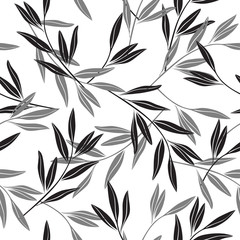 Monochrome seamless pattern of abstract branches.