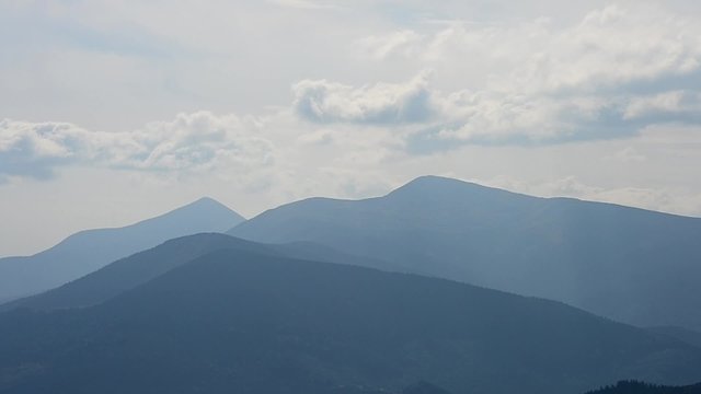 Beautiful bubbling clouds over Carpathian Mountains