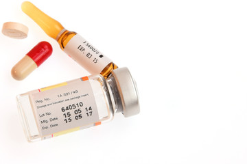 Expire Date label on medicine vial ampule