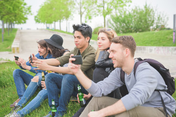 Group of young multiethnic friends having fun