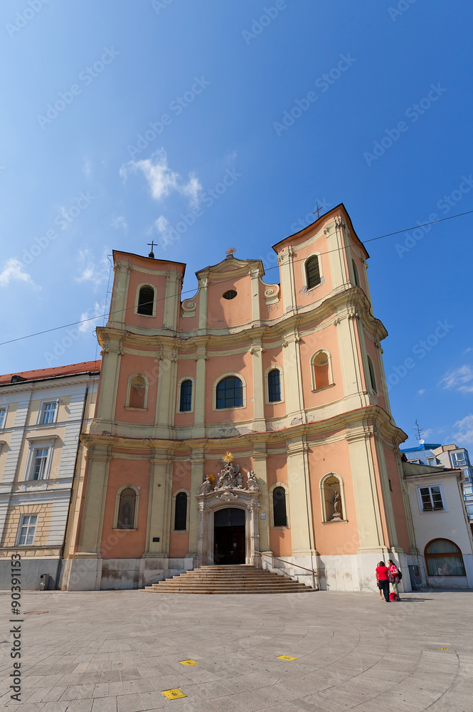 Wall mural trinity church (1727) in bratislava, slovakia