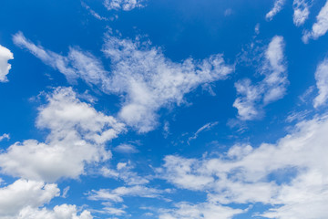 white clouds in the blue sky with space