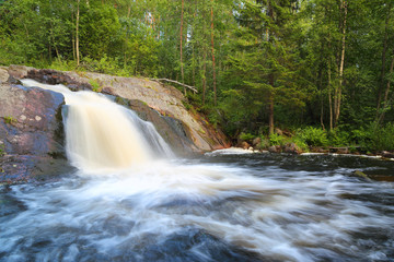 forest waterfall in Karelia